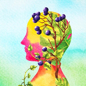 Painting - Person - Colorful - Person Sideways With Branches of Grapes