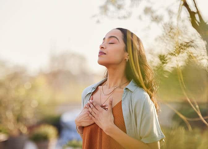 Woman Deep Breathing